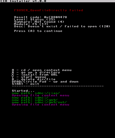 Error message