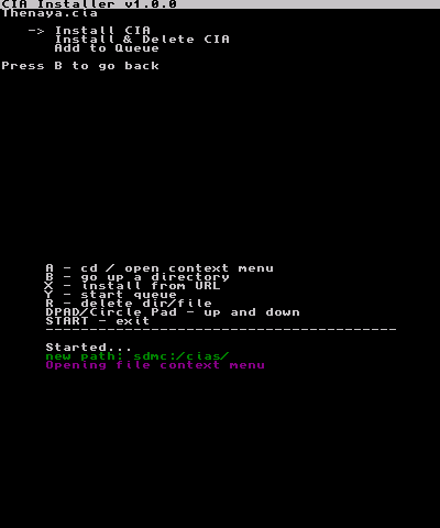 Install menu