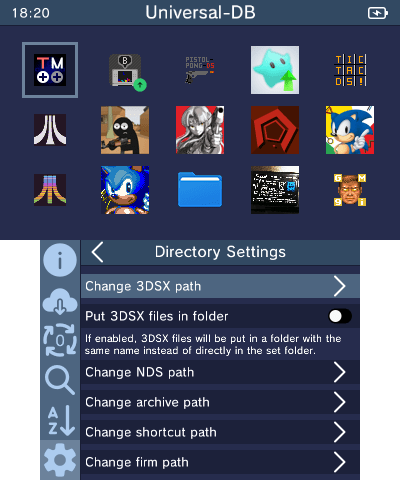 Directory settings menu